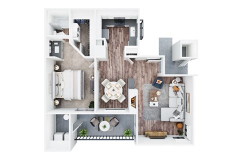 bedroom floor plan an in 3d at La Serena, San Diego, CA 92128